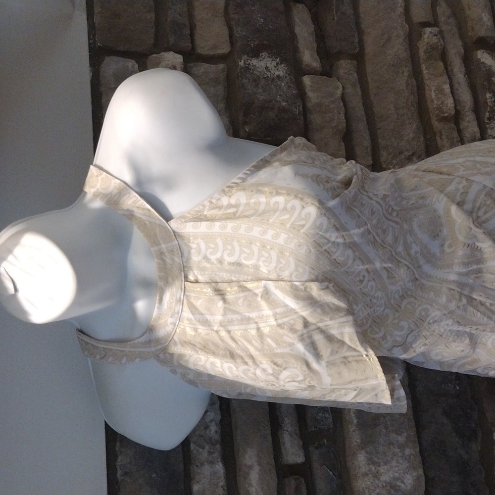 WORTHINGTON Blouse Women's Sz. Large (L) Nonsleeve Cream Beige Tan Top EUC